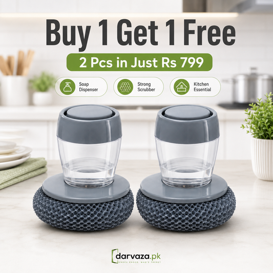 Wash Dishes Faster! Buy 1 Get 1 Free - Kitchen Palm Scrub Brush with Soap Dispenser