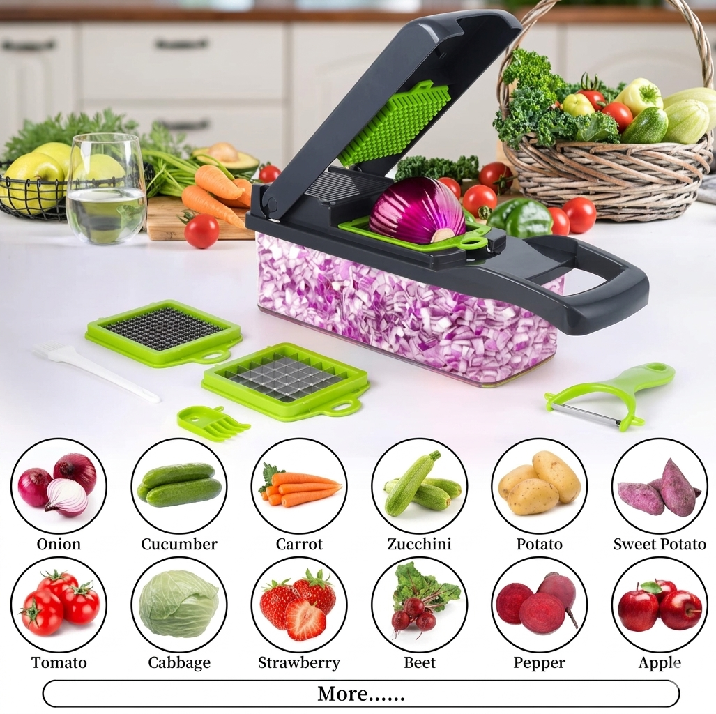 16-in-1 Multifunctional Vegetable Chopper, Slicer & Dicer Pro