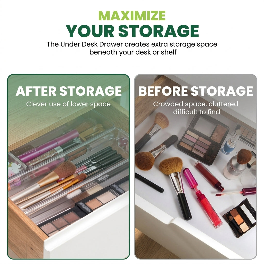 7 Pcs Clear Drawer Organizer Bins – 4 Various Sizes Multipurpose Desk & Vanity Storage