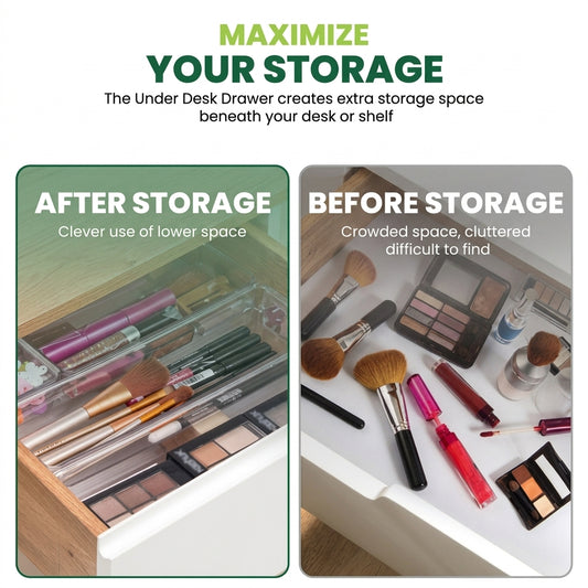 7 Pcs Clear Drawer Organizer Bins – 4 Various Sizes Multipurpose Desk & Vanity Storage