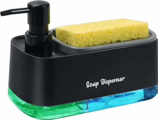 2-in-1 Liquid Soap Dispenser with Sponge Holder for Kitchen Sink